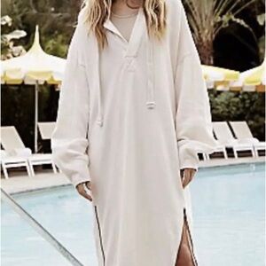Free People Movement Spur Of The Moment Solid Hoodie Dress / Maxi Tunic Zip Side